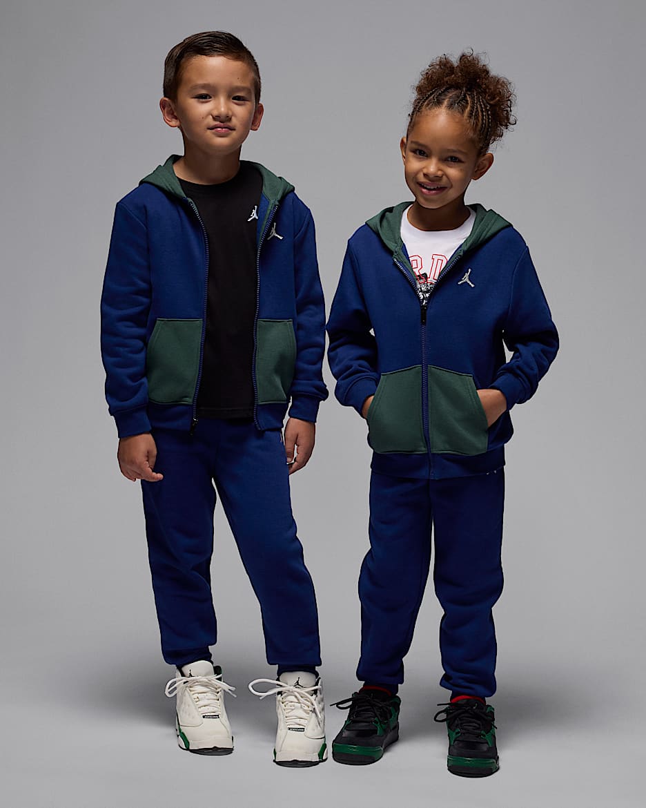 Jordan Brooklyn Fleece Little Kids' 2-Piece Full-Zip Hoodie Set - Blue Void