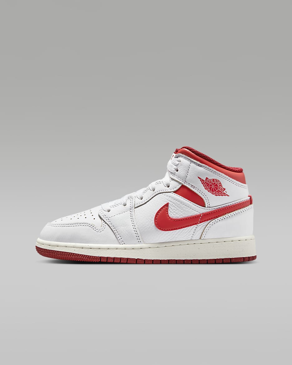 Air Jordan 1 Mid SE Zapatillas - Niño/a - Blanco/Dune Red/Sail/Lobster