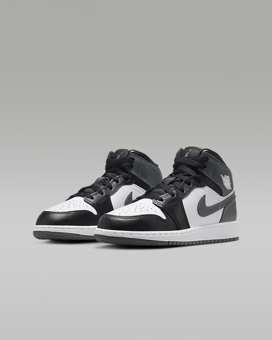 Calzado para niños grandes Air Jordan 1 Mid - Negro/Blanco/Gris hierro