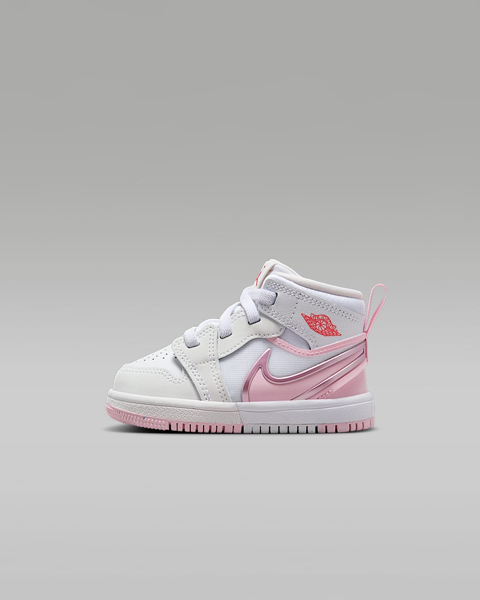 Jordan 1 Mid RM EasyOn Baby/Toddler Shoes - White/Fire Red/Pink Foam