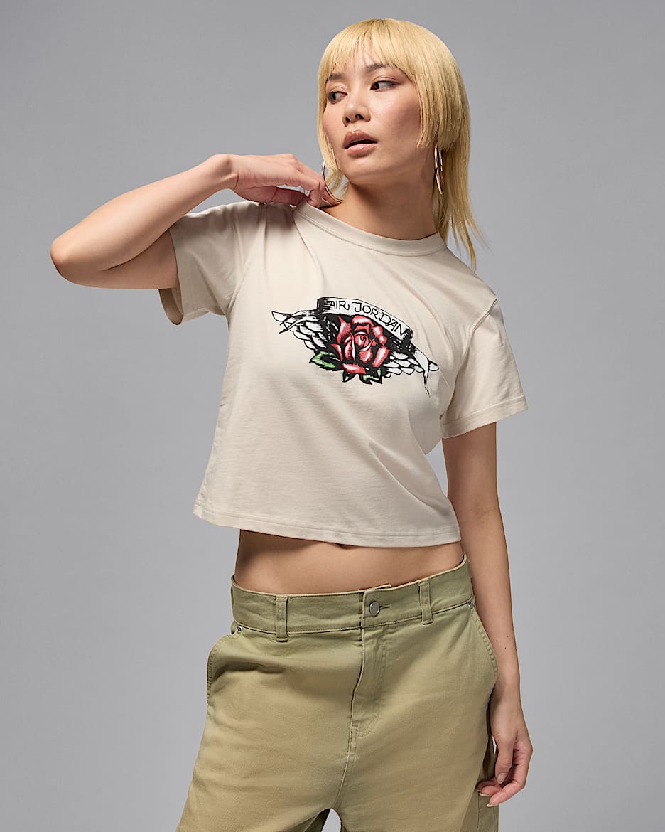 Jordan Flight Women's Slim-Fit Graphic T-Shirt - Light Orewood Brown/Black