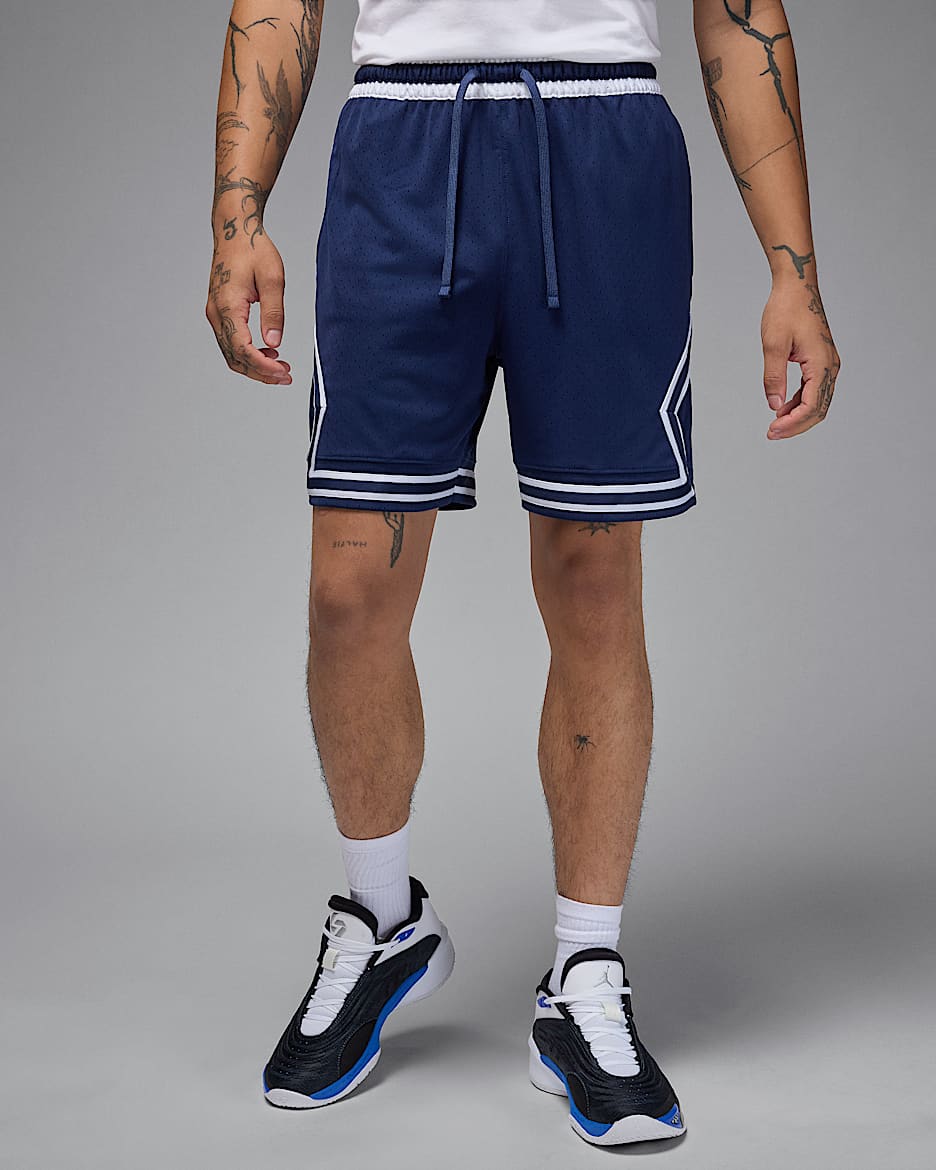 Jordan Sport Men's Dri-FIT Mesh Diamond Shorts - Midnight Navy/White/White