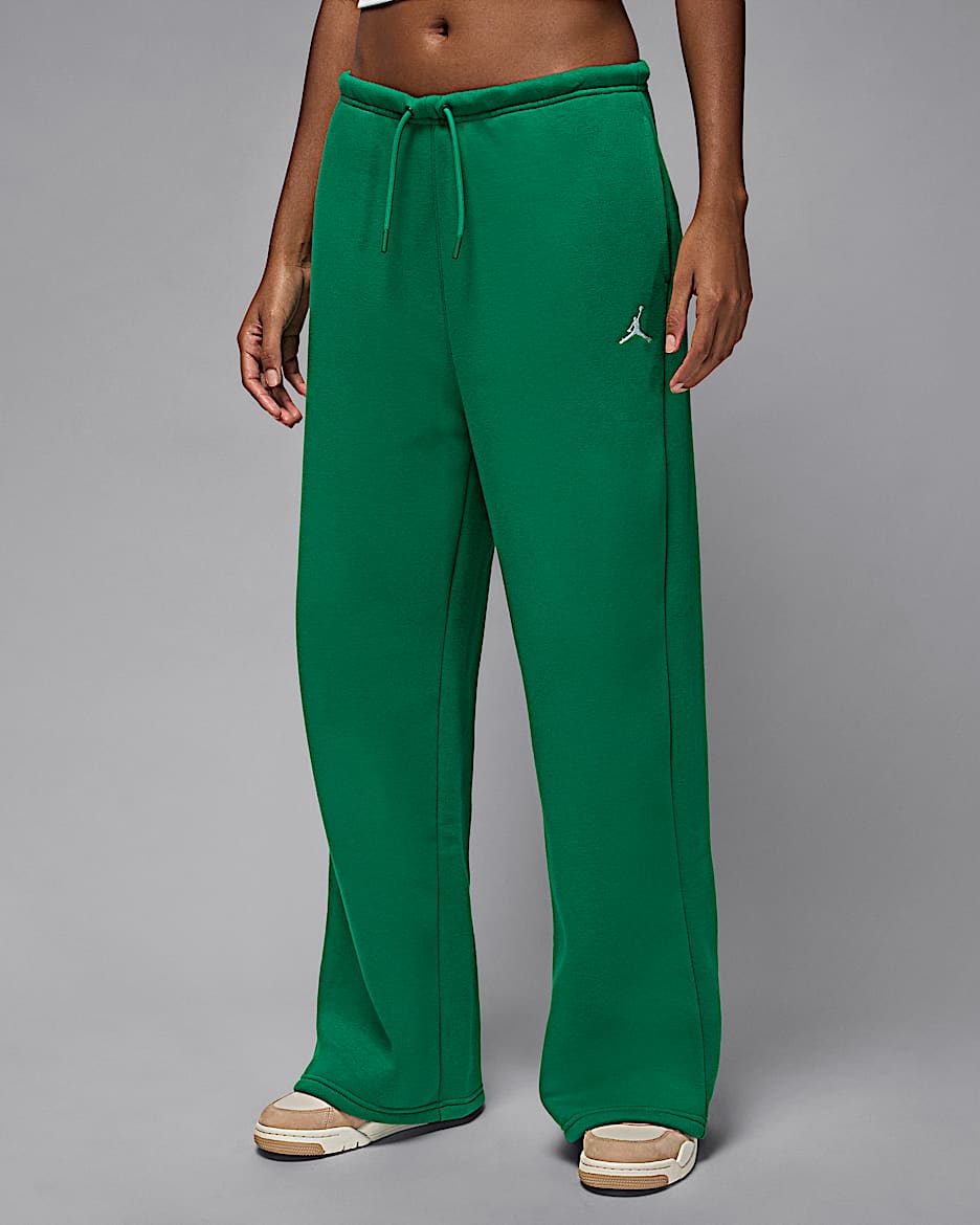 Jordan Brooklyn Fleece Pantalons amb vora oberta - Dona - Malachite/Blanc