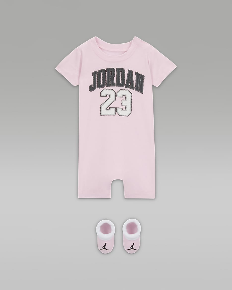 Conjunto de macacão e carapins Jordan para bebé - Rosa Foam