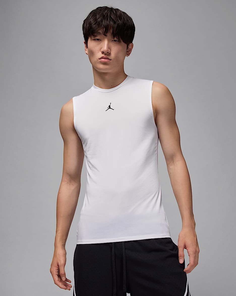 Jordan Sport Camiseta base de tirantes sin mangas Dri-FIT para hombre - Blanco/Negro