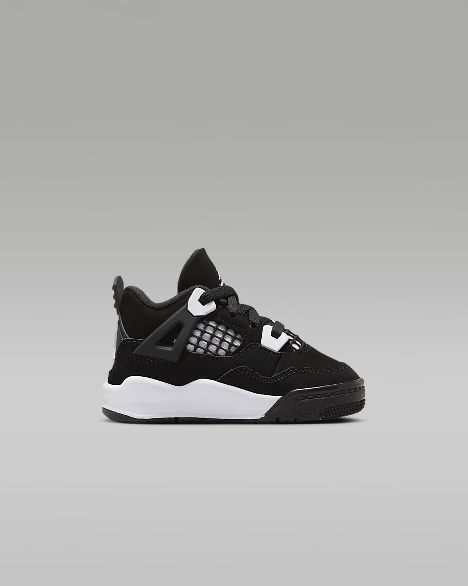 Jordan 4 Retro 'White Thunder' Baby/Toddler Shoes - Black/Black/White