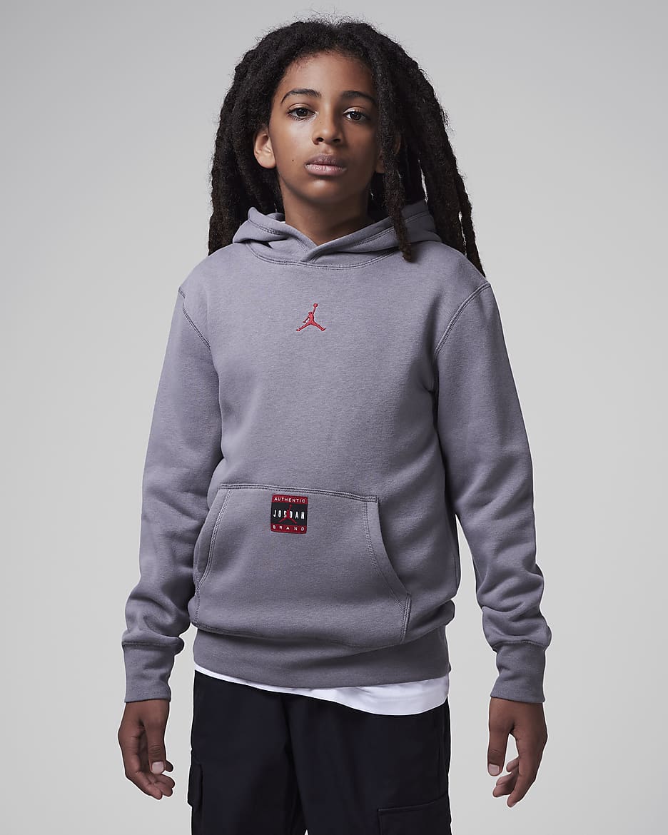 Jordan J-Day Big Kids' Brooklyn Fleece Pullover Hoodie - Flat Pewter