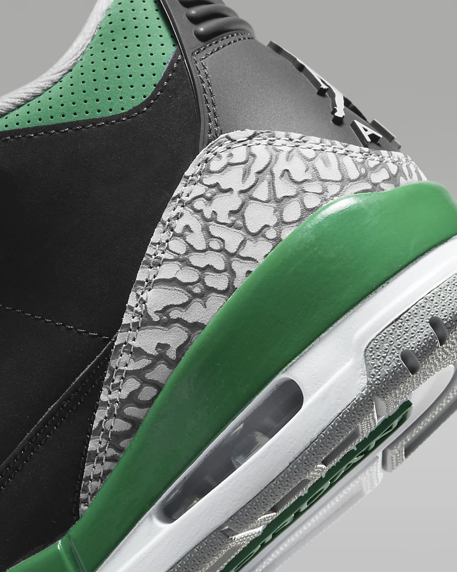 รองเท้าผู้ชาย Air Jordan 3 Retro - ดำ/Silver/ขาว/Pine Green