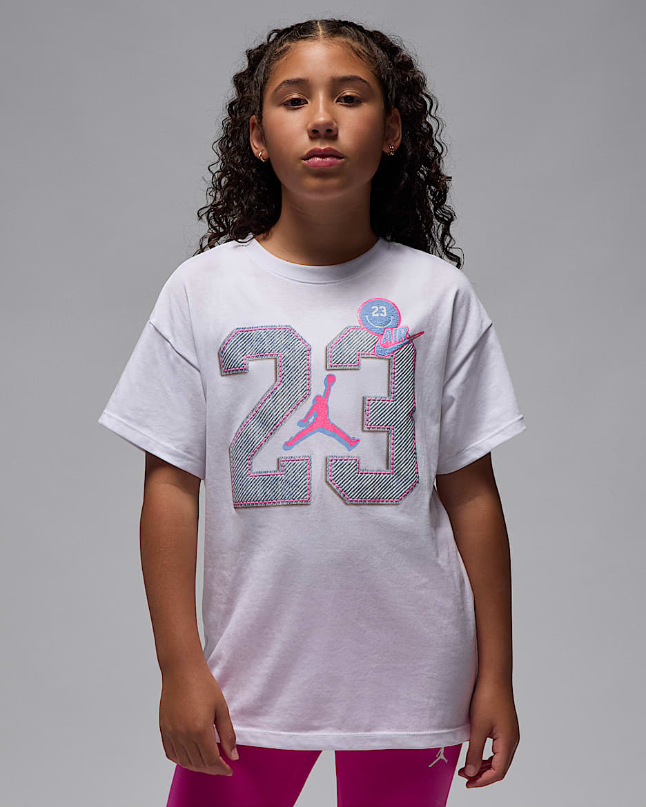 Jordan Blue Jeans and Bling Big Kids' T-Shirt - White