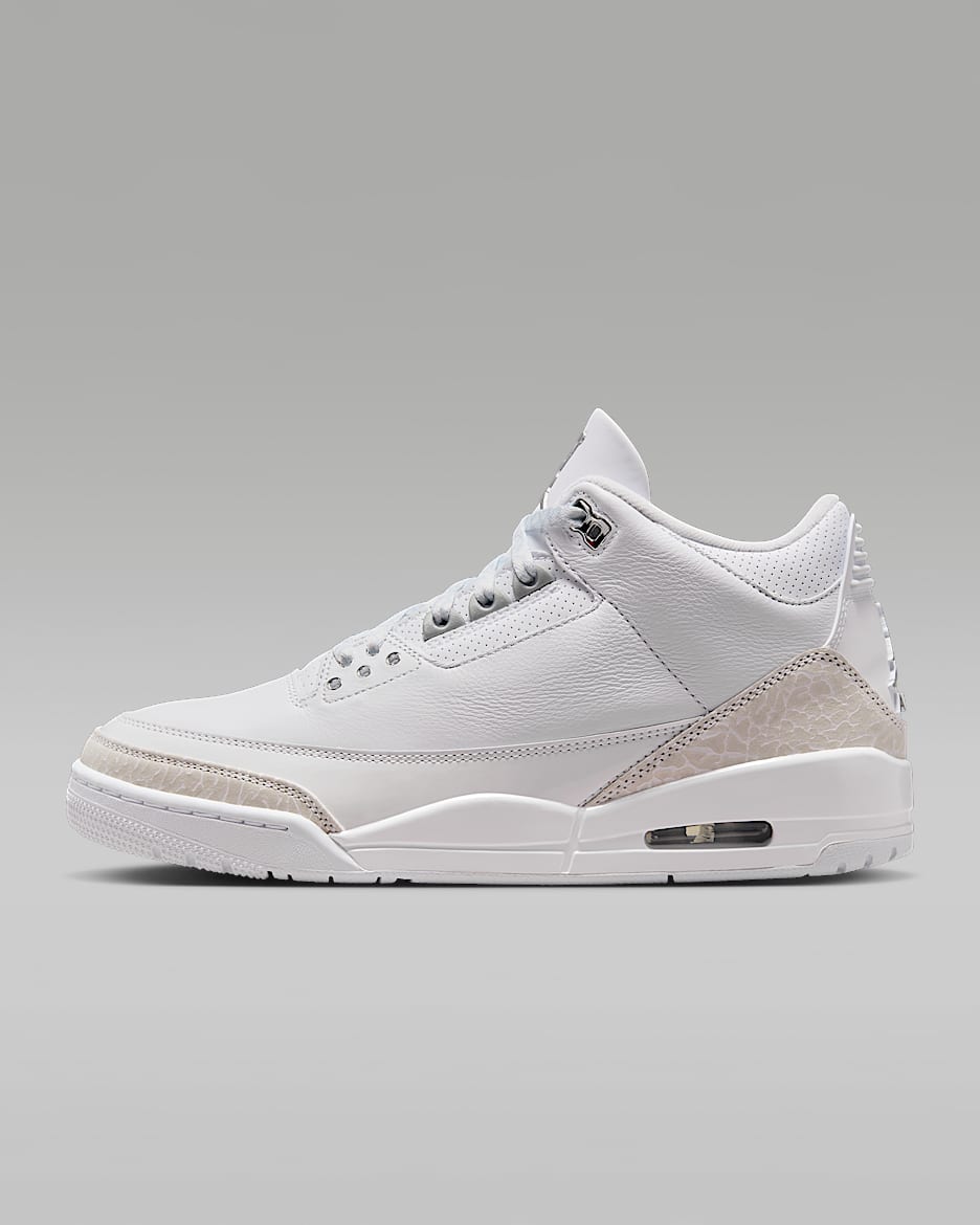 Air Jordan 3 Retro Men's Shoes - White/White/Metallic Silver