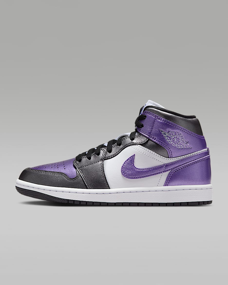 Tenis para mujer Air Jordan 1 Mid SE - Blanco/Negro/Hielo uva