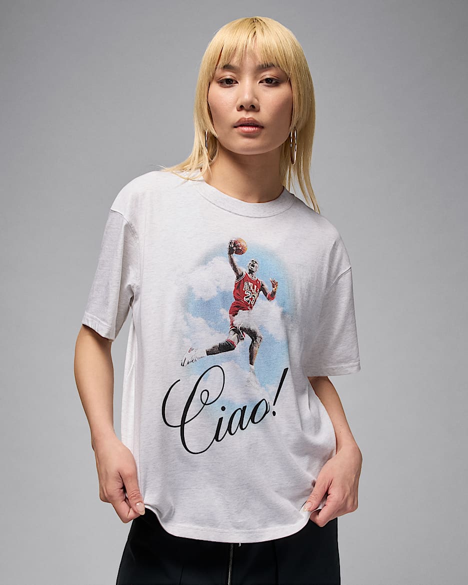 Jordan Flight Camiseta con estampado - Mujer - Birch Heather/Negro