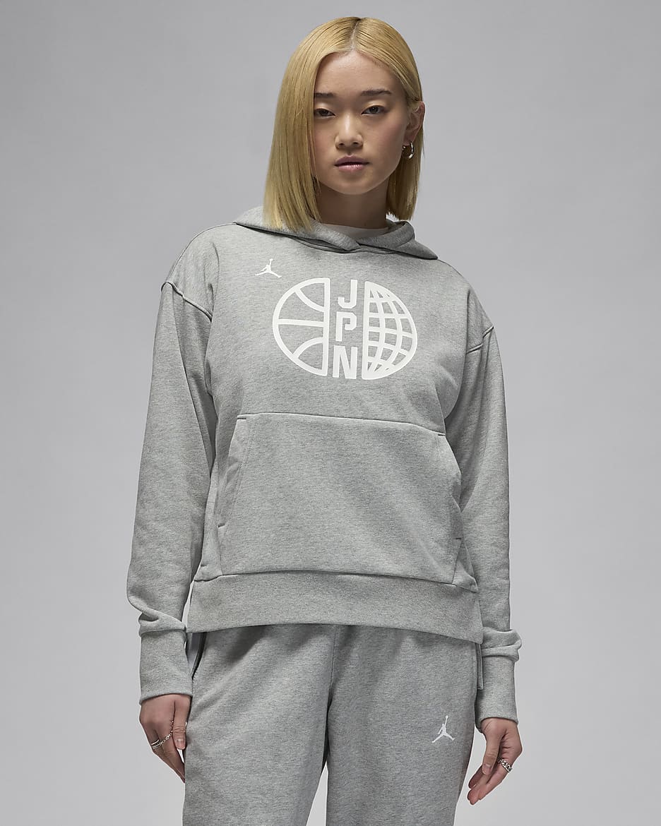 Japan Practice Women's Jordan Basketball Fleece Hoodie - Dark Grey Heather/White