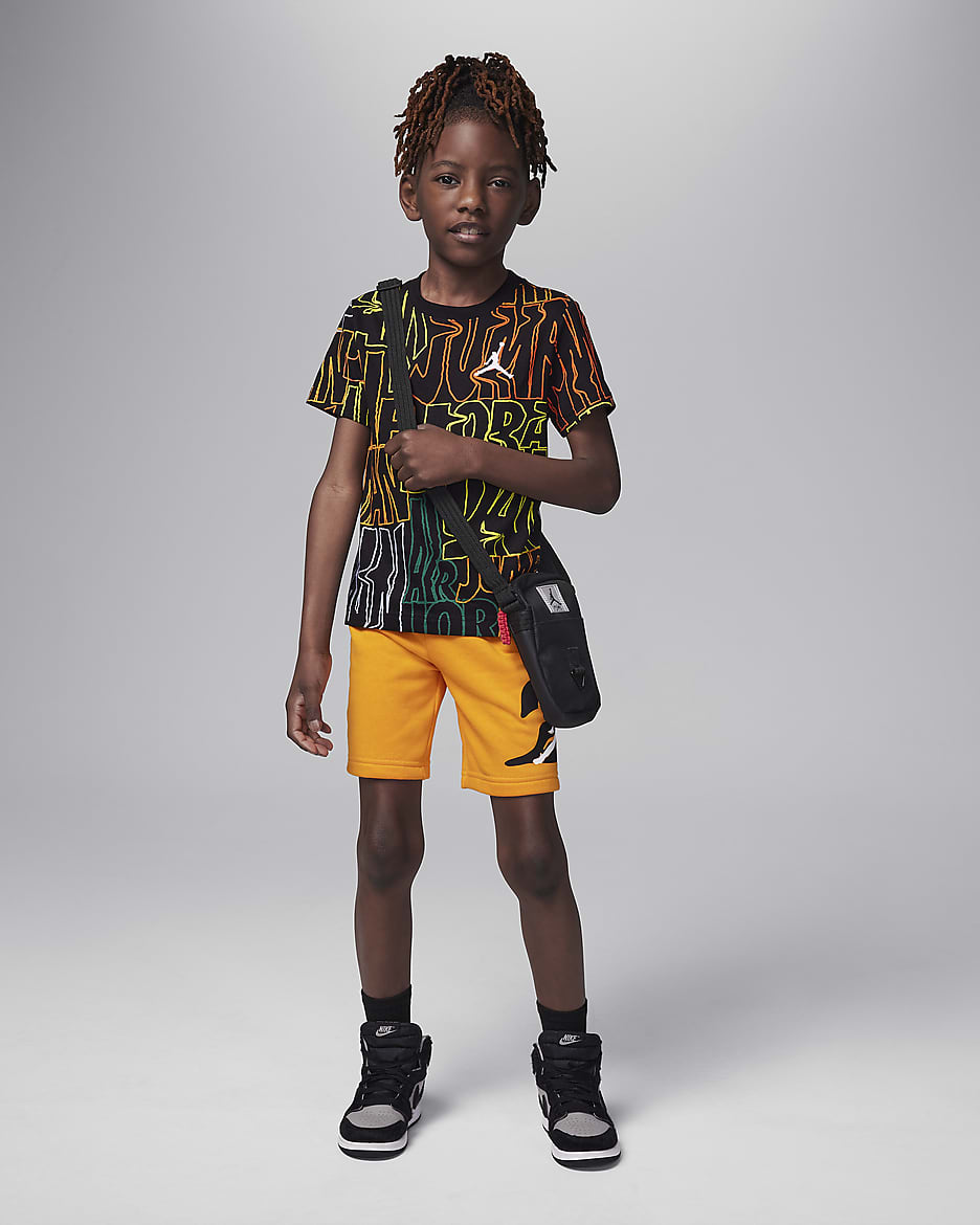 Conjunto de shorts para niños talla pequeña Jordan Fuel Up, Cool Down - Piel de naranja