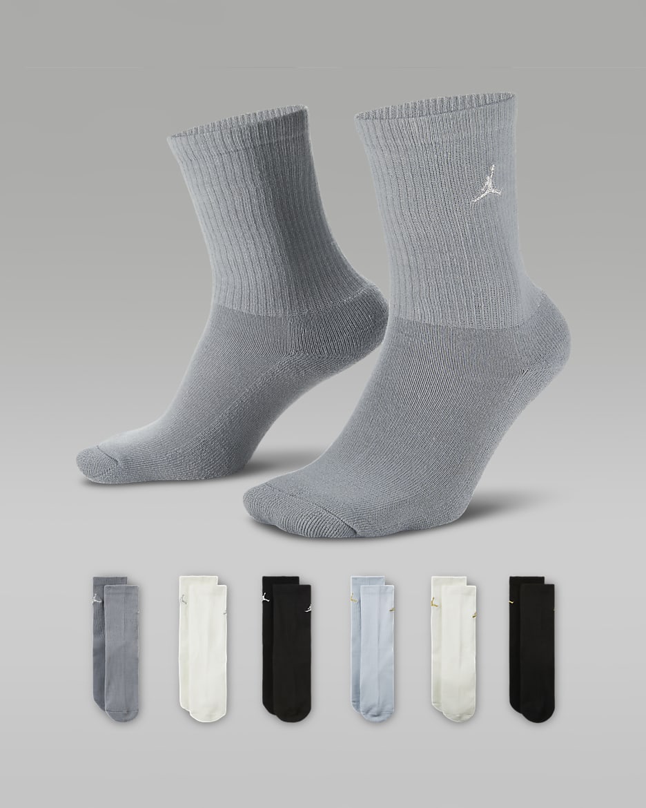 Jordan Everyday Essentials Big Kids' Crew Socks (6 Pairs) - Black