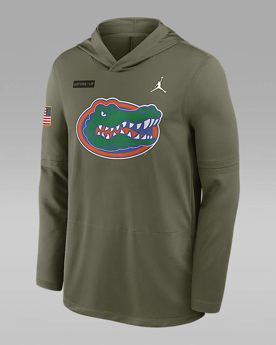 Florida 2025 Military Appreciation Men's Jordan Brand Dri-FIT College Long-Sleeve Hooded Top - Olive