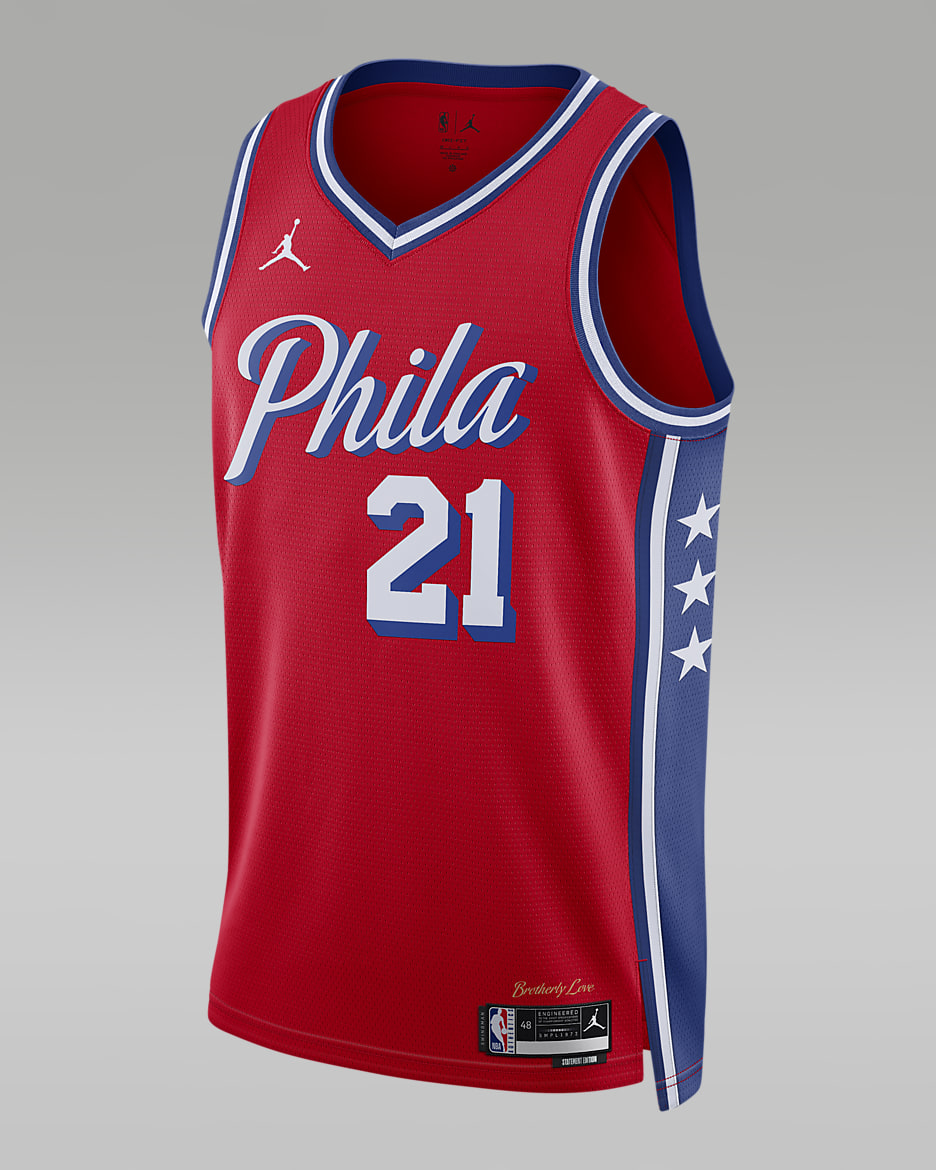 Philadelphia 76ers Statement Edition Jordan Swingman Dri-FIT NBA-jersey voor heren - University Red