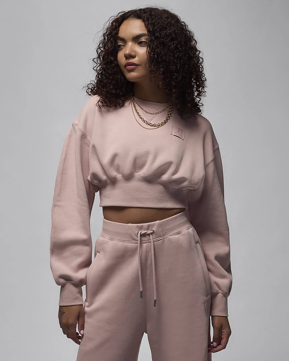 Jordan Flight Fleece kort sweatshirt voor dames - Pink Oxford