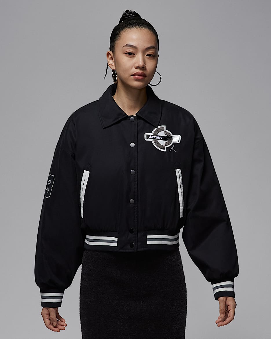 Jordan Brooklyn Women's Therma-FIT Varsity Jacket - Black/Black/Iron Grey