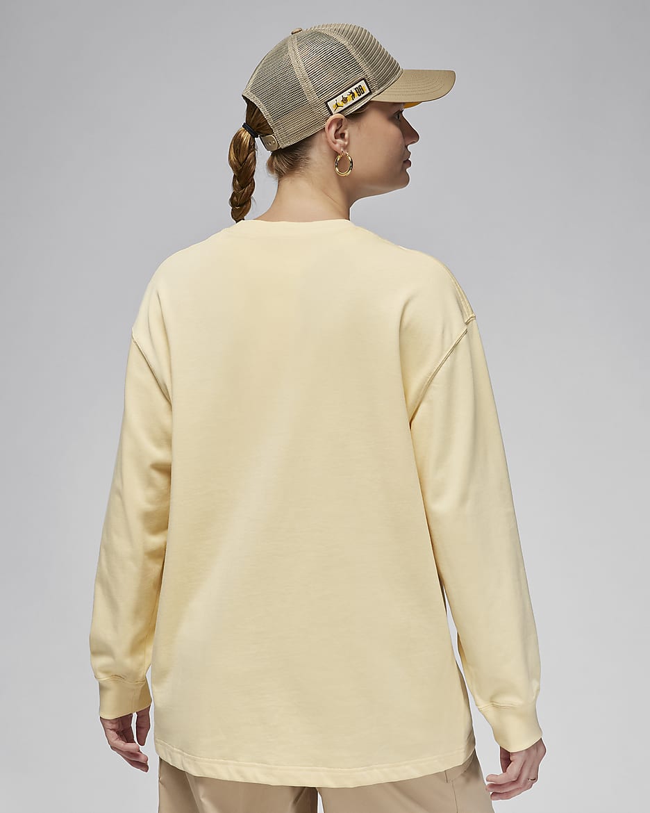 Jordan Flight Women's Oversized Long-Sleeve T-Shirt - Pale Vanilla/Yellow Ochre