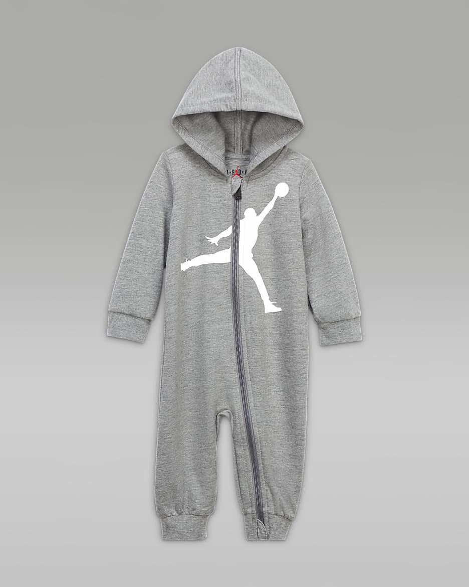 Jordan Baby (0-9M) Full-Zip Coverall - Carbon Heather