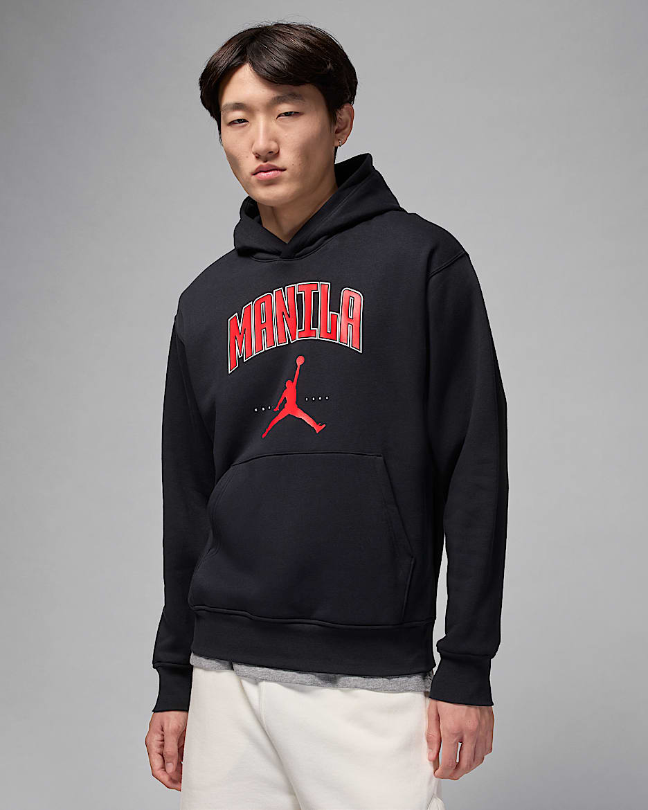 เสื้อมีฮู้ดแบบสวมผ้าฟลีซผู้ชาย Manila Jordan - ดำ
