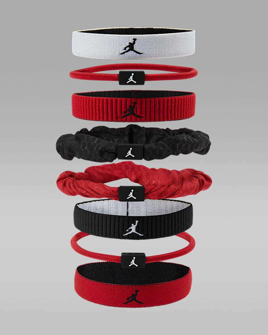 Elásticos variados para o cabelo Jordan Sport (conjunto de 8) - Branco/Vermelho Gym/Preto