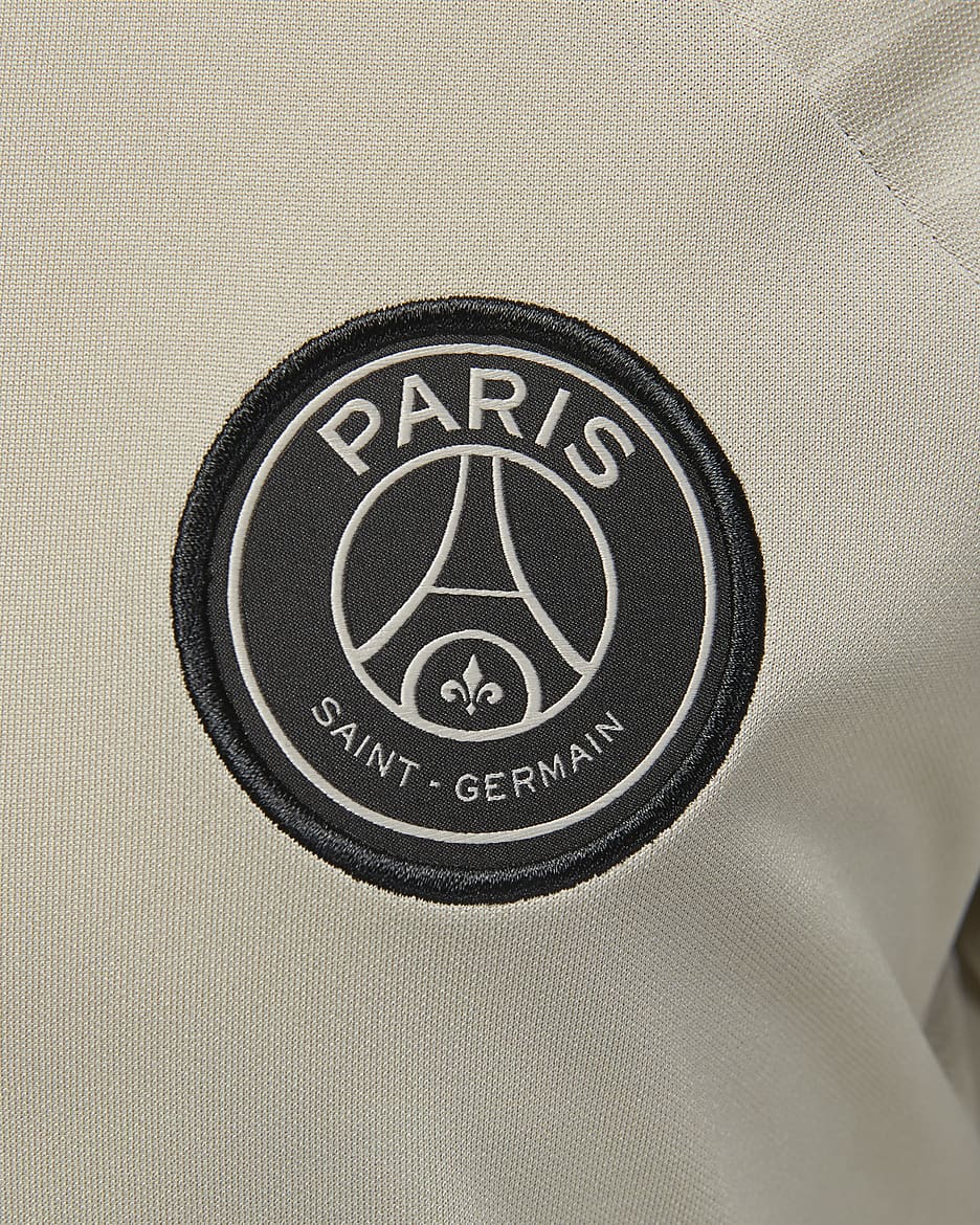 Paris Saint-Germain Strike Third Jordan Dri-FIT Kurzarm-Fußballoberteil aus Strickmaterial für Damen - Stone/Stone/Iron Grey/Schwarz