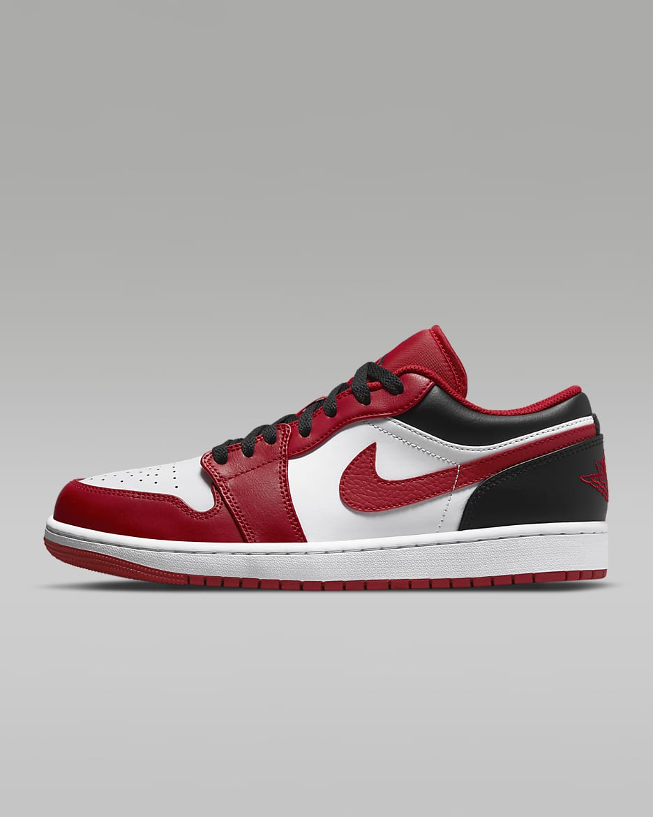 Air Jordan 1 低筒男鞋 - 白色/黑色/Gym Red