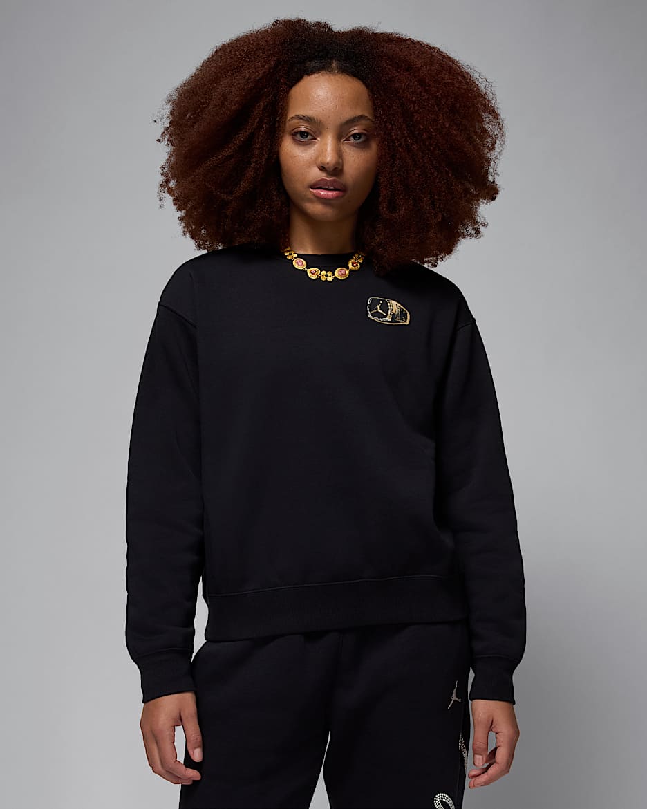 Sudadera de cuello redondo para mujer Jordan Brooklyn Fleece - Negro/Vela