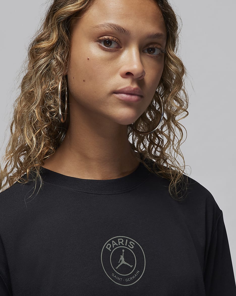 Paris Saint-Germain Jordan Fußball-T-Shirt mit Grafik für Damen - Schwarz