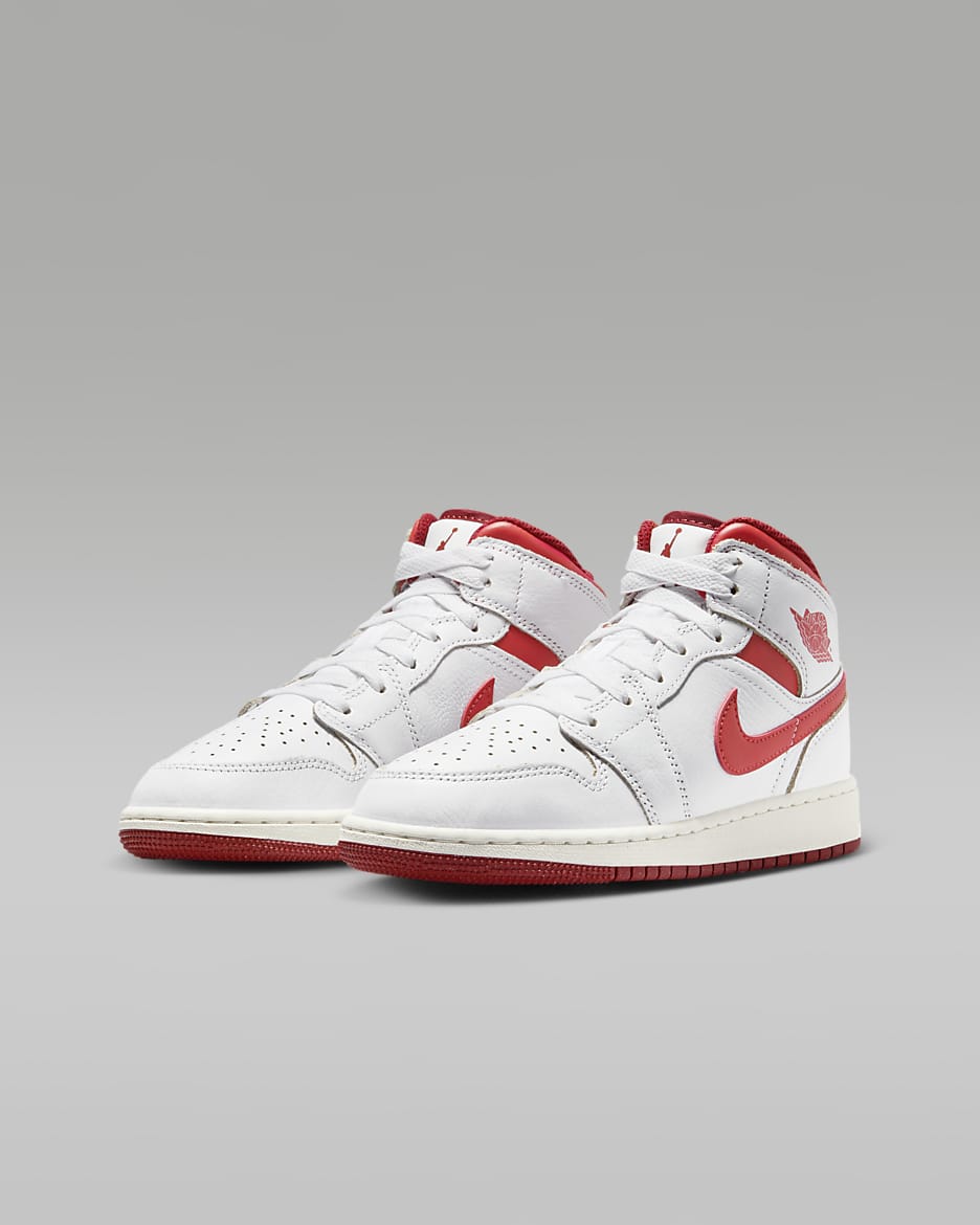 Air Jordan 1 Mid SE Zapatillas - Niño/a - Blanco/Dune Red/Sail/Lobster