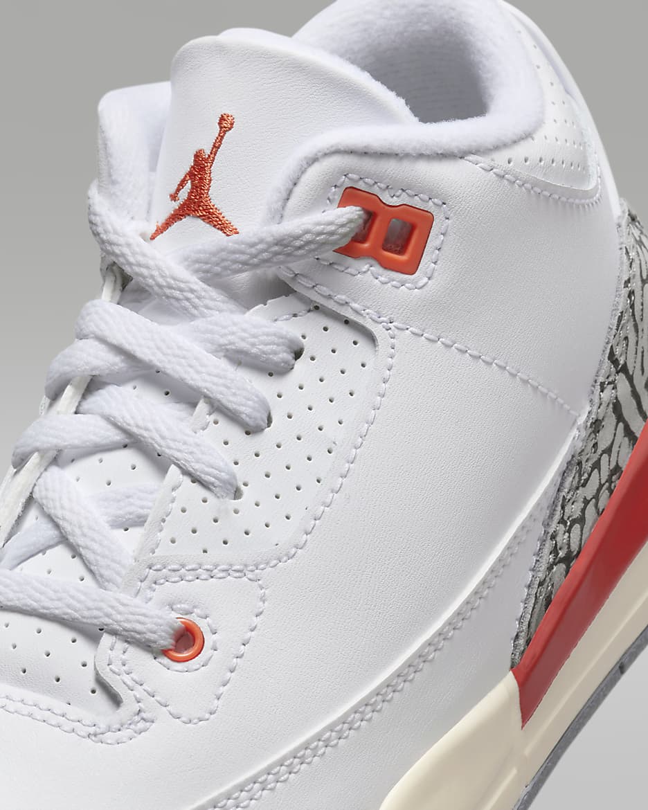 Jordan 3 Retro Younger Kids' Shoes - White/Sail/Cement Grey/Cosmic Clay