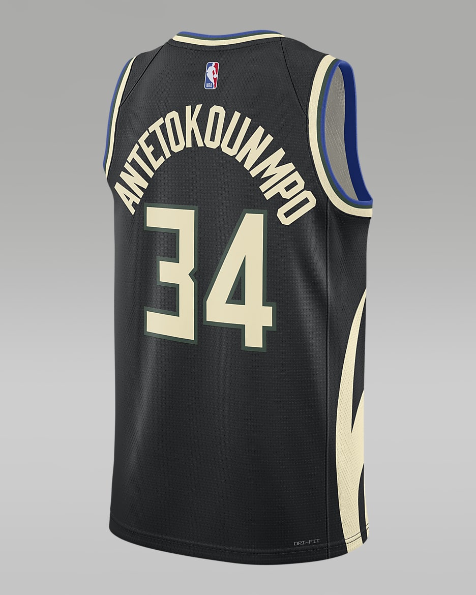 Jersey Jordan Dri-FIT Swingman de la NBA para hombre Milwaukee Bucks Statement Edition - Negro