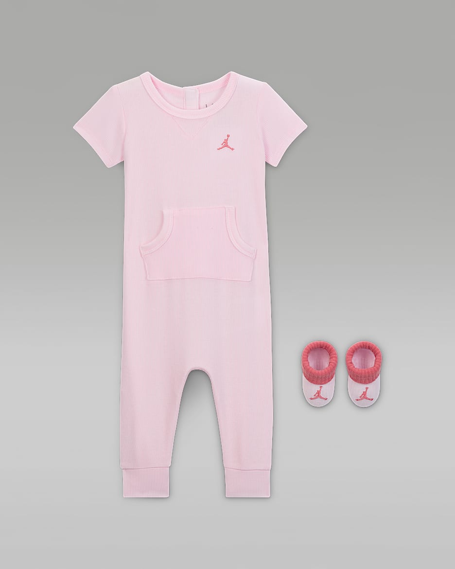 Jordan Baby Essential 2-Piece Short-Sleeve Overall Set - Pink Foam