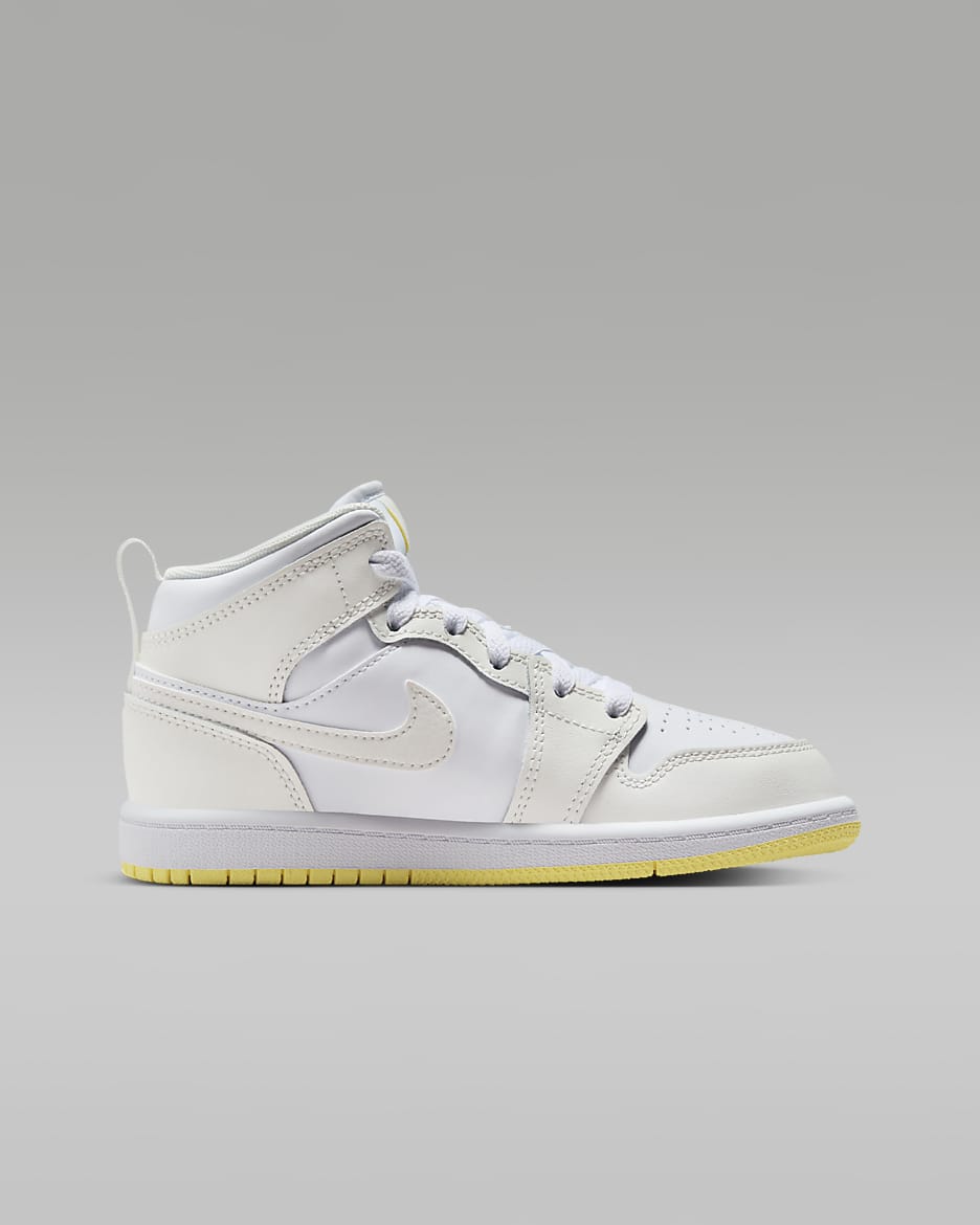 Jordan 1 Mid Little Kids' Shoes - Sail/White/Light Laser Orange