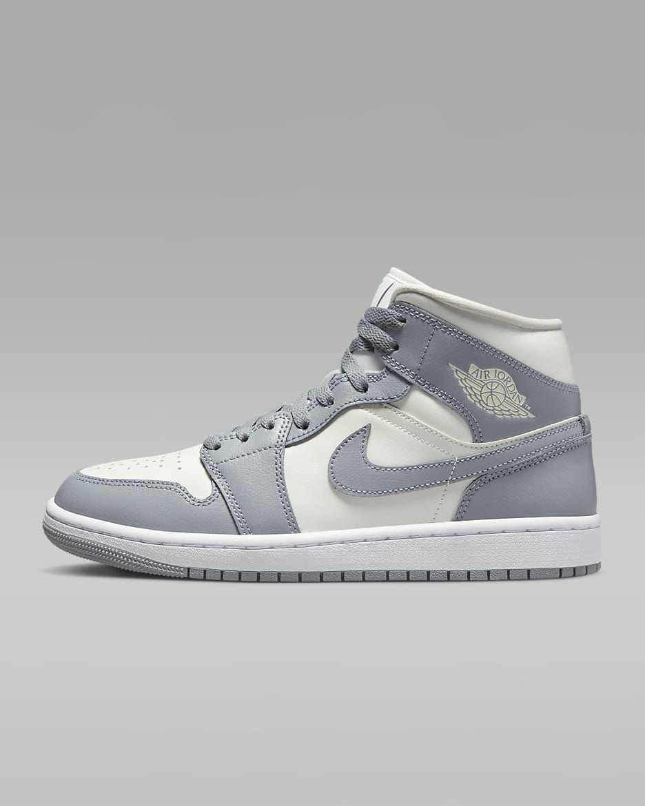 Air Jordan 1 Mid Women's Shoes - Sail/White/Stealth