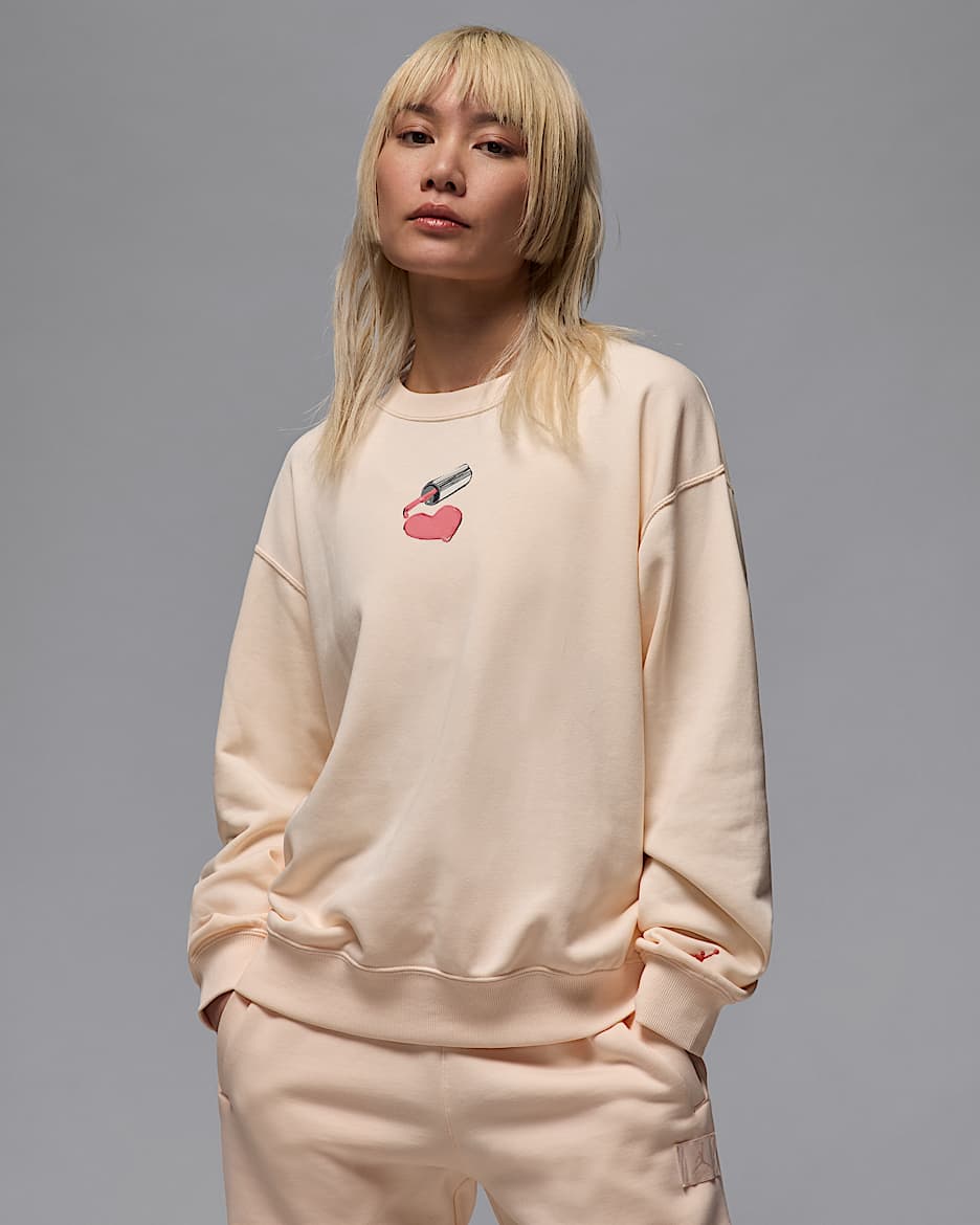 Sudadera sin cierre de cuello redondo para mujer Jordan Brooklyn Fleece - Guayaba hielo