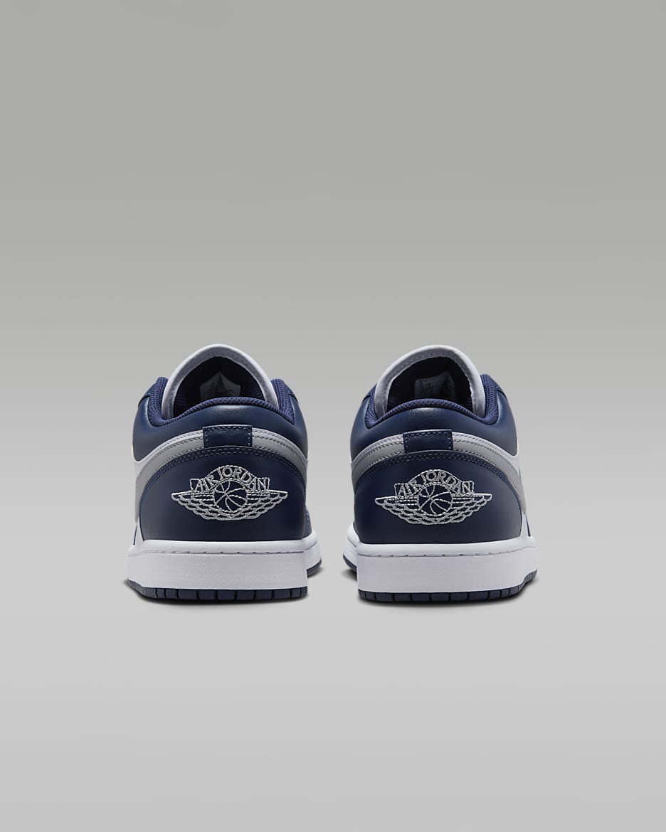 Chaussure Air Jordan 1 Low pour Homme - Blanc/Midnight Navy/Wolf Grey