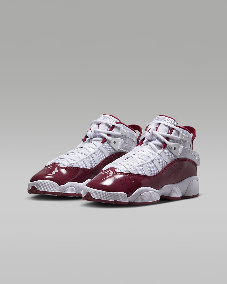 Tenis para niños grandes Jordan 6 Rings - Blanco/Rojo team