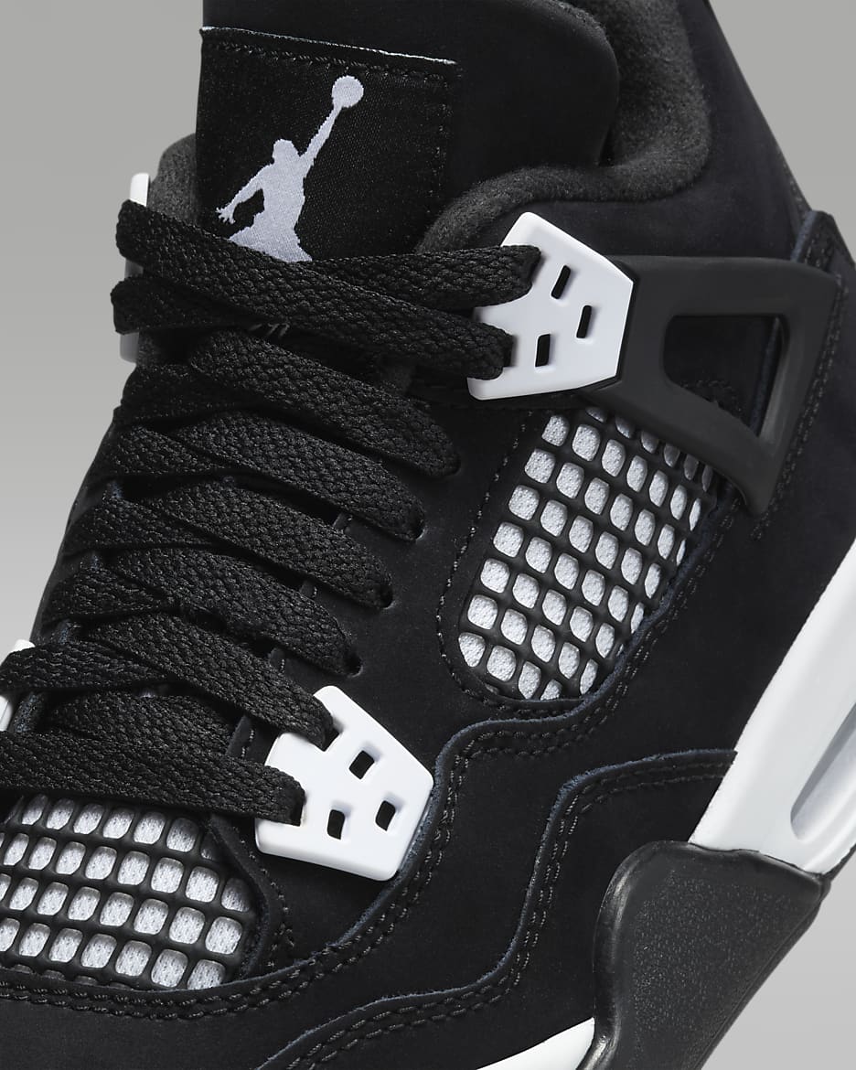 Air Jordan 4 Retro 'White Thunder' Older Kids' Shoes - Black/Black/White