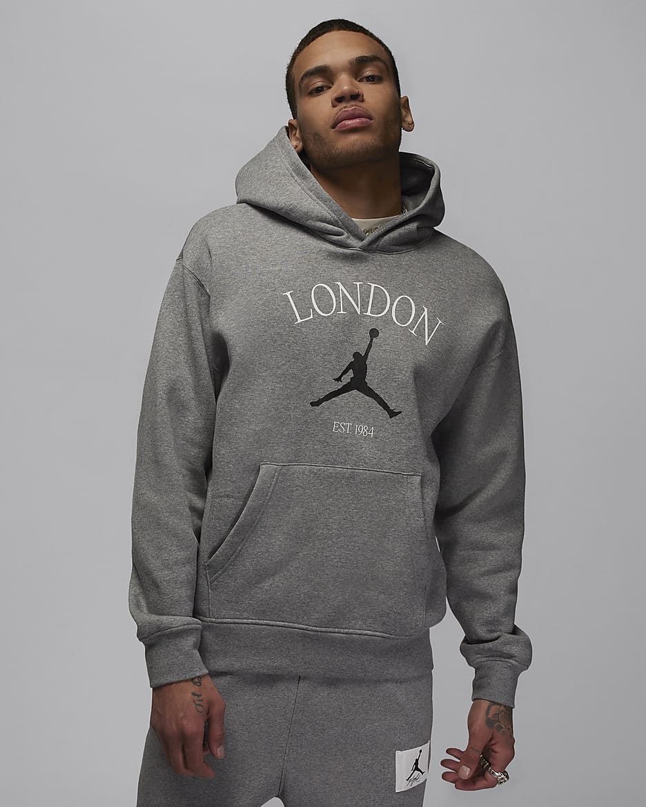 Jordan Londra Erkek Kapüşonlu Sweatshirt'ü - Carbon Heather