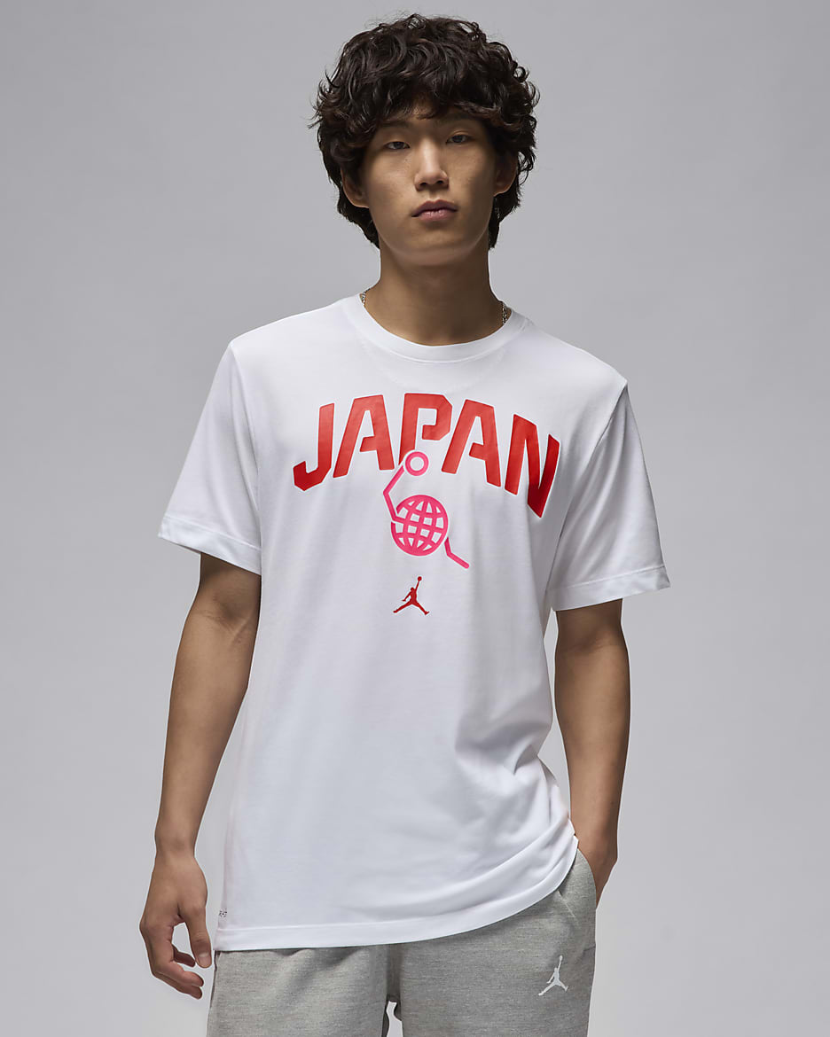 Japan Men's Jordan Basketball T-Shirt - White/White/Hyper Pink/Chile Red