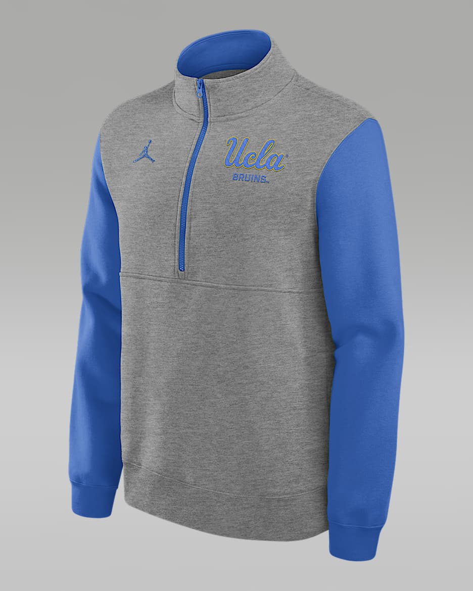 UCLA Club Men's Jordan Brand College 1/2-Zip Crew - Grey Heather