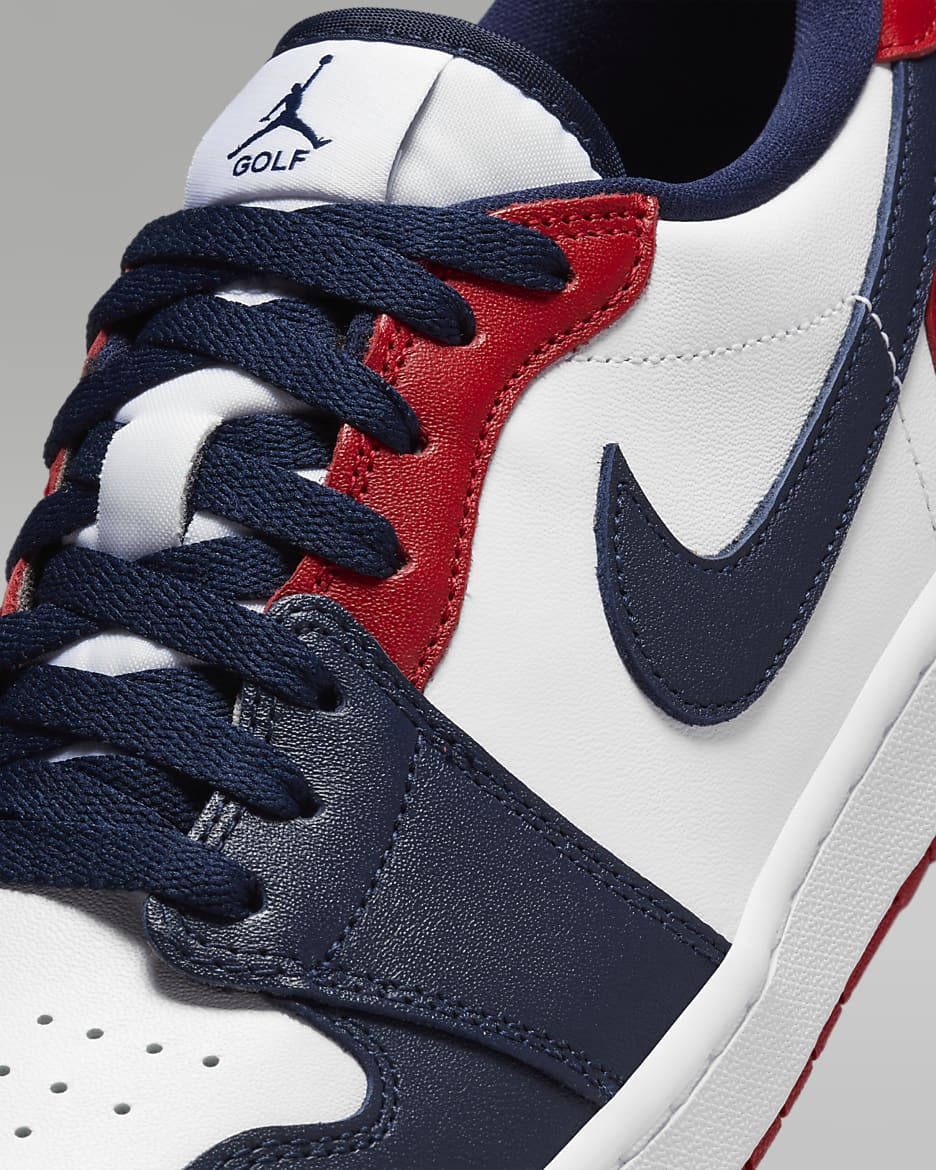 Air Jordan 1 Low G Golf Shoes - White/Varsity Red/Obsidian