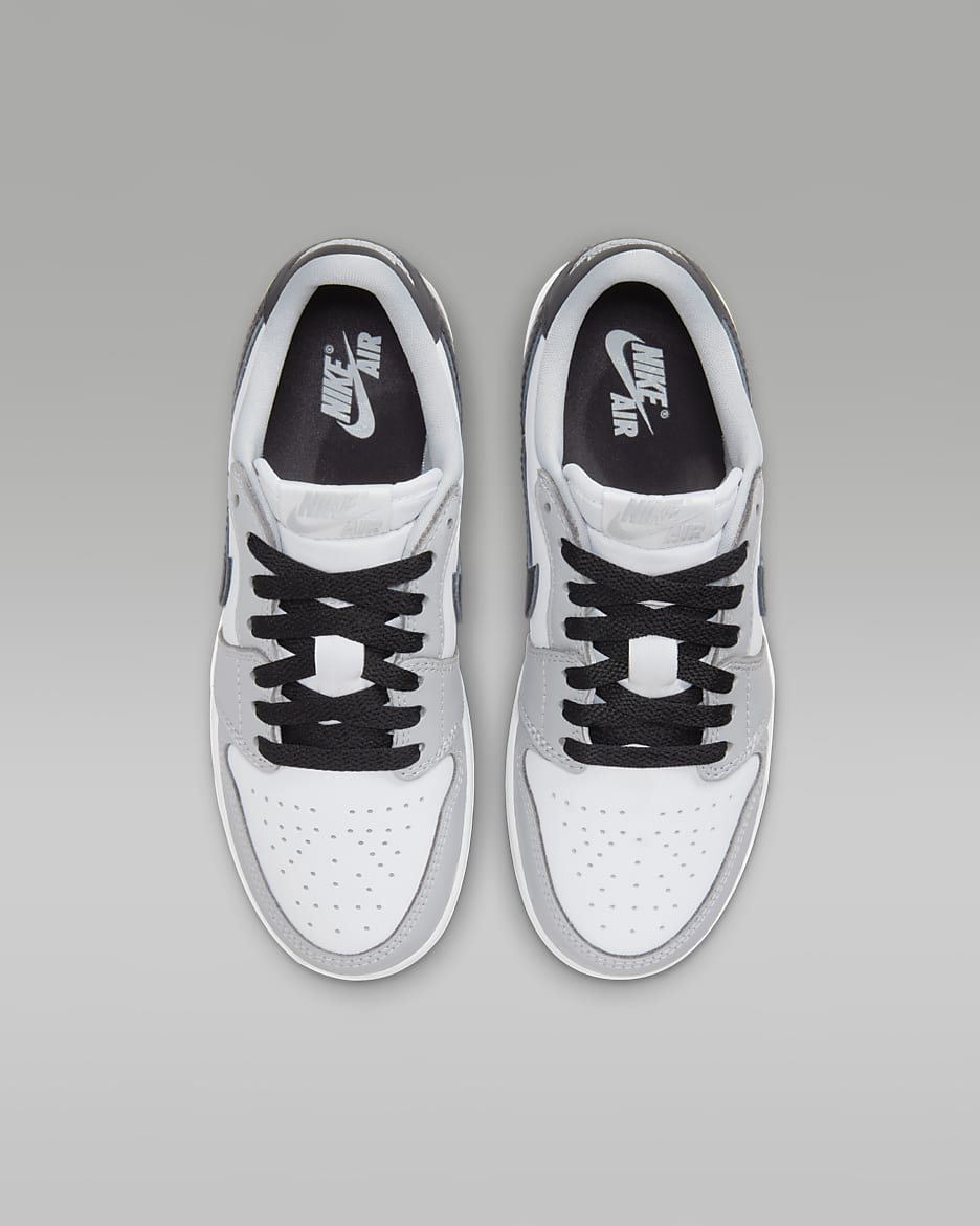 Air Jordan 1 Low OG 'Wolf Grey' Older Kids' Shoes - White/Wolf Grey/Black