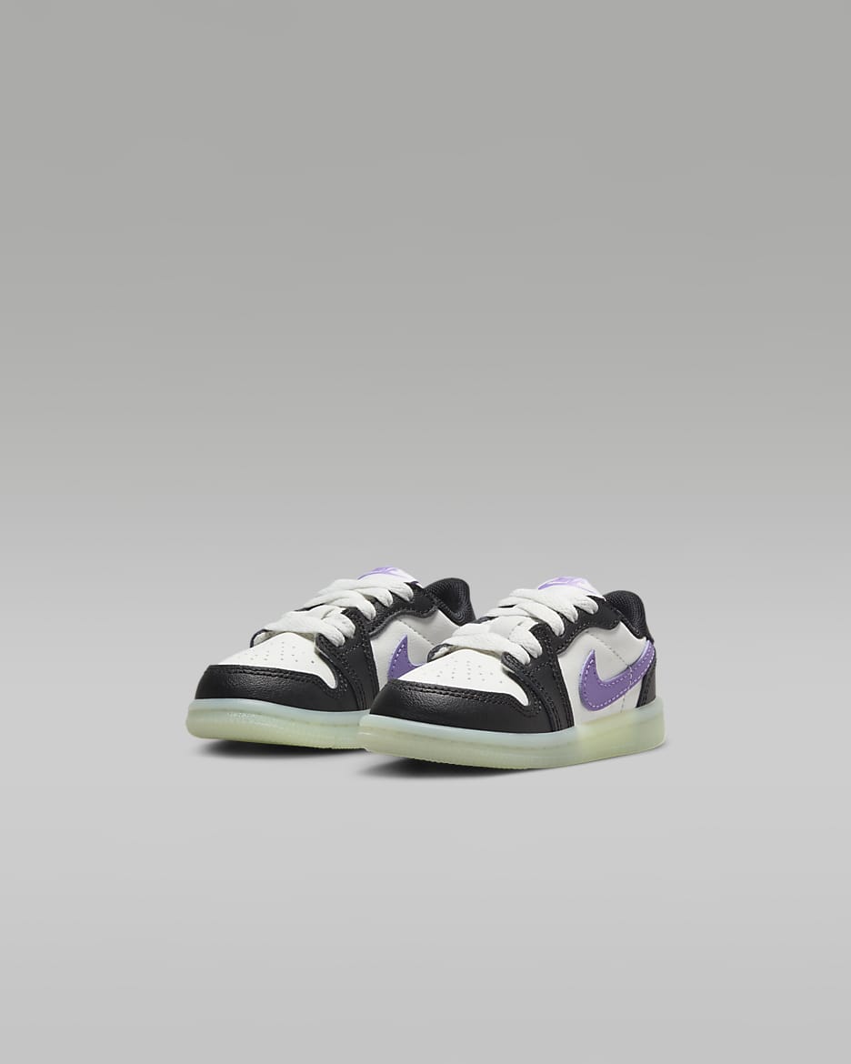 Jordan 1 Retro Low Baby/Toddler Shoes - Black/Volt Tint/Summit White/Black Raspberry