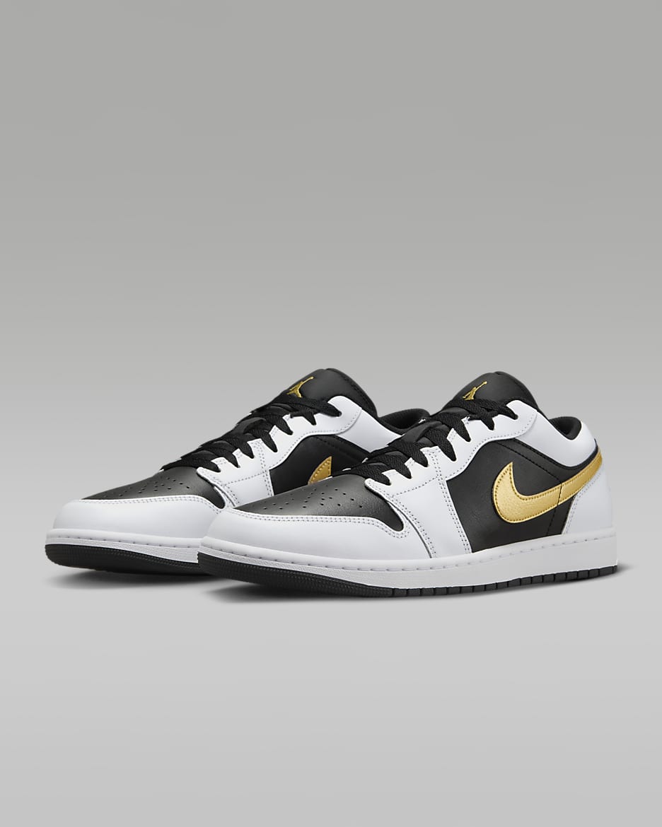 รองเท้าผู้ชาย Air Jordan 1 Low - ขาว/ดำ/Metallic Gold