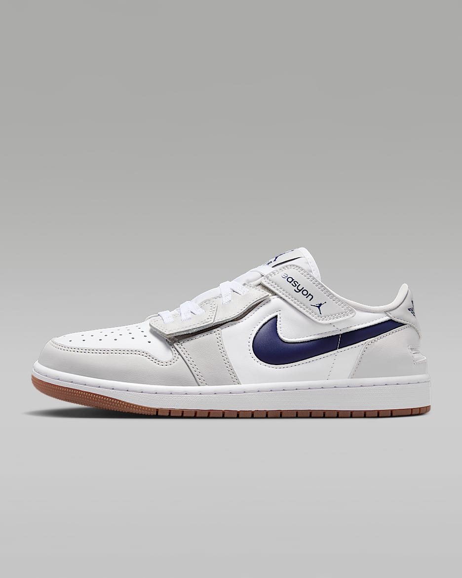 Sapatilhas Air Jordan 1 Low EasyOn para homem - Branco/Cinzento Neutral/Castanho Gum médio/Midnight Navy