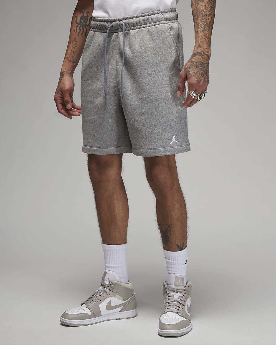 Jordan Brooklyn Fleece Herrenshorts - Carbon Heather/Weiß